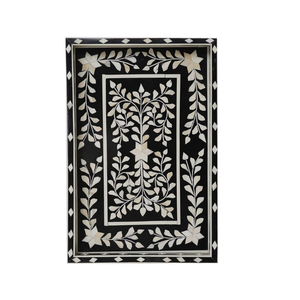SCI Proceed Indian Bone Inlay Bandeja decorativa para servir desayuno Diseño floral de resina Bandeja hecha a mano para decoración de cocina Propósito - Product Image 3