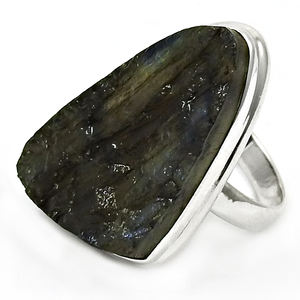 Good Quality Trendy Handmade Gemstone 925 Sterling <b>Silver</b> <b>Statement</b> Uncut Rough Labradorite Boho <b>Ring</b> Wholesale Factory Price - Product Image 1