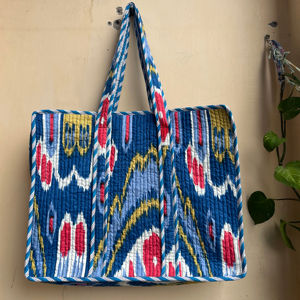 Automne/hiver femmes main bloc imprimé coton Quilting sacs fourre-tout en gros fermeture ouverte pour le shopping et les voyages - Product Image 1