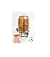 Pot distributeur en cuivre émaillé imprimé 100% avec support en métal et verre de qualité supérieure 100% refroidisseur d'eau en cuivre naturel durable