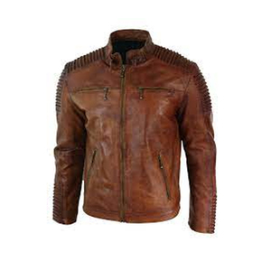 Chaqueta de Cuero Genuino para Hombre, Estilo Motociclista, Corte Ajustado - Product Image 4