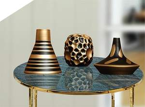 Acube Industries, jarrón de latón de hierro minimalista moderno, diseño Floral electrochapado dorado y negro, tamaño personalizado, mesa de cena de boda, sala de estar - Product Image 3