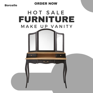 Tocador de tocador de maquillaje de madera maciza con muebles de dormitorio de tres espejos diseños antiguos a un precio asequible - Product Image 4