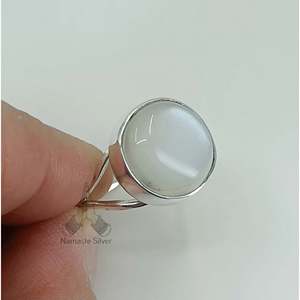 Handmade Dainty Boho <b>Statement</b> <b>Ring</b> Round Moonstone Cut Sterling <b>Silver</b> for Birthday Anniversary Wedding or Christmas Gift - Product Image 4
