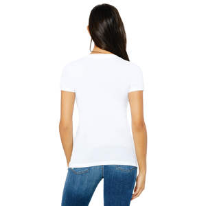 Airlume-Camiseta blanca de algodón peinado con cuello en V para mujer, camiseta de manga corta de 30 oz, 100% - Product Image 3