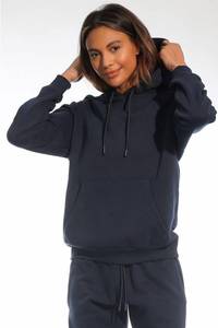 Best Selling Oversized Winter <b>Navy</b> Women's Drop Shoulder Relaxed Fit Hoodie Anti-Wrinkle Breathable 100% Cotton Front High - Product Image 2