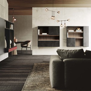 Italian Luxury Living Room Furniture Set Modern <b>Wall</b> <b>Unit</b> <b>Floating</b> Bookshelf and Led Light Wine Cabinet Combo - Product Image 1
