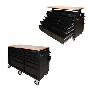 Armoire à outils 142cm 10 tiroirs couleur noire pour mécanicien Garage industrie outil armoire de rangement entrepôt Garage atelier sans plomb - Product Image 1