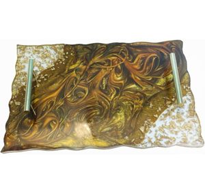 ถาดเสิร์ฟเรซินอีพ็อกซี่ทำมือพร้อมด้ามจับโลหะเป็นมิตรกับสิ่งแวดล้อมสำหรับร้านอาหารอาหารเช้าบริการน้ำชาน้ำผลไม้ - Product Image 1