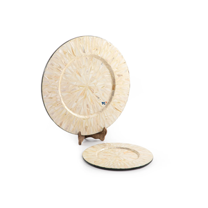 2024 nuevos platos de perlas madre de lujo vajilla redonda rústica con tapa para fiestas de comedor y mantel decorativo - Product Image 2