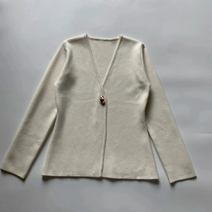 Cárdigan de primavera para mujer, Tops, cárdigans de punto con cuello en V, suéter elegante sencillo informal, abrigo, prendas de punto - Product Image 4