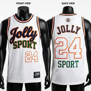 Maillot de basketball en maille polyester blanc, orange, marine, personnalisé avec sergé tissé, t-shirt 100 % coton pour homme, coupe ample, imprimé - Product Image 1