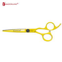 Ciseaux de barbier professionnels RK128 en acier inoxydable SUS440A, couleur personnalisée, manche ergonomique, dureté 56-58HRC, pour droitiers