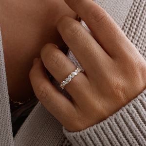 Anillo de Eternidad Completo con Corte Asscher, Plata, Oro, Platino, 10K, 14K, 18K, Anillo de Promesa de Aniversario, Joyería - Product Image 2