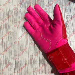 Gants de frappeur de baseball à manchette longue en cuir de couleur rouge de qualité supérieure - Product Image 4