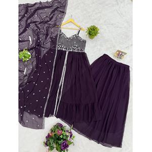 Conjunto de Lehenga Koti Dupatta de Alta Calidad D FASHION GURU con Bordado Intenso para Novia/Fiesta, Ropa Étnica de Secado Rápido a Buen Precio - Product Image 1