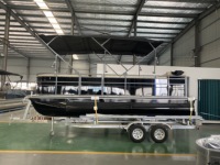 Bateau ponton de luxe en aluminium de 5,8 m/19 pieds avec moteur hors-bord - Bateau de pêche et de sport fluvial