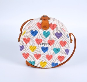 กระเป๋าหวายบาหลีคุณภาพสูง ขายส่ง มีสินค้าพร้อมส่ง หนังแท้ ปิดด้วยกระดุมเม็ดเดียว รูปทรงกลม สำหรับฤดูร้อน - Product Image 5