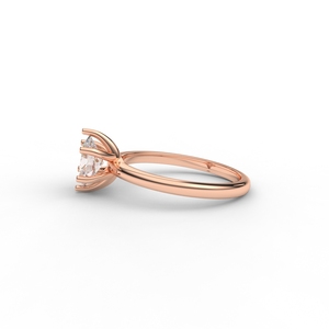 Bague solitaire minimaliste en diamant de laboratoire ovale en or rose 14 carats - Product Image 3