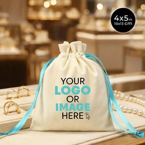Personalized Turquoise Velvet Rose <b>Drawstring</b> <b>Pouch</b> with Screen Printing Recyclable for Storing Necklaces Gems-4 X 5 Inches - Product Image 1