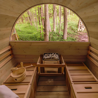 Sauna Tong Tradisional Luar Ruangan Sauna Uap Tradisional Ruang Sauna Kayu Cedar Merah Luar Ruangan 3-4 Orang Sauna Tong Luar Ruangan