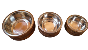 Modern Steel <b>Pet</b> <b>Bowl</b> & Wood Stand Anti-Slip <b>Ceramic</b> Insert Dog Dish (S/M/L) - Product Image 2