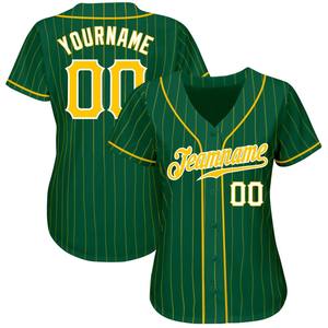 Custom Kelly Green Gold Pinstripe Gold-White Authentic Baseball Jersey - Product Image 2