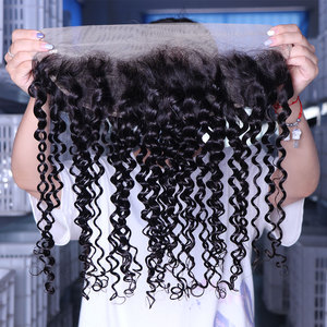 Closure en dentelle suisse 4x4 5x5 6x6 13x4 13x6, couleur naturelle, cheveux humains pré-épilés, ondulations profondes et lisses, avec baby hair frontal - Product Image 2