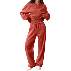 ชุดฮู้ดดี้และกางเกงทรงโอเวอร์ไซส์แบบมีสไตล์สำหรับผู้หญิง ชุดแทรคสูทคุณภาพสูงพร้อมโลโก้สั่งทำ เหมาะสำหรับใส่ในชีวิตประจำวัน - Product Image 4