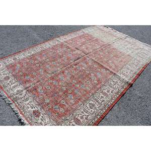 Alfombra Turca Grande de 6.2x9.9 pies, Alfombra Vintage con Estampado Animal Rojo - Product Image 1