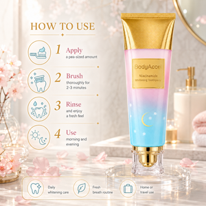 Dentifrice blanchissant au niacinamide pour un nettoyage en profondeur, sans danger pour l'émail, soin buccal, élimination des taches, haleine fraîche, gel blanchissant - Product Image 6