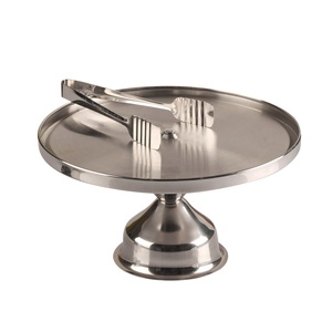 Plateau en marbre blanc et support à gâteau à base de métal avec finition mate forme ronde avec couleur et tailles personnalisées 8x8x4 pouces - Product Image 4