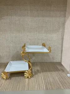 2 Tier Square Shape Metal <b>Dessert</b> Display Stand Fantastic Design Large Size Tableware Metal Cake and <b>Dessert</b> Stand - Product Image 5