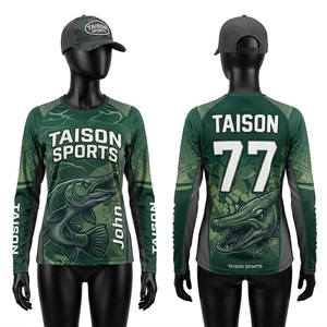 เสื้อตกปลาแขนยาวสำหรับผู้หญิง ผ้าโพลีเอสเตอร์ผสมสแปนเด็กซ์ 180 GSM น้ำหนักเบา ระบายอากาศได้ดี สีน้ำเงินไล่เฉด พร้อมโลโก้แบบซับลิเมชั่น - Product Image 4