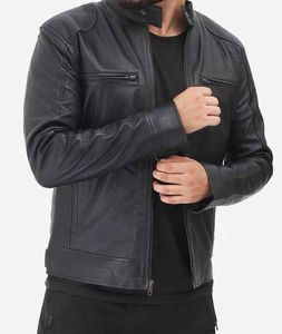Veste de moto en peau de mouton pour hommes nouveauté motard noir design décontracté en cuir véritable saison d'hiver à Nurak 2025 personnalisé - Product Image 3