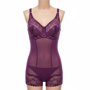 Ensemble de lingerie sculptante fine en dentelle brodée, tissu en nylon respirant, sans couture, amincissant, soutien quotidien, body shaper, lingerie - Product Image 1