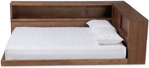 Walnut-Finished Queen Size Platform Storage <b>Bed</b> Comfortable Traditional Style Solid Wood <b>Wooden</b> <b>Bed</b> - Product Image 3