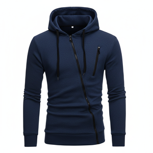 Sweat à capuche en molleton de coton pour hommes, veste à fermeture éclair douce avec fermeture éclair intégrale, logo personnalisé, vêtements décontractés de sport, ensemble de sweat à capuche en gros - Product Image 4