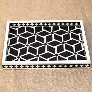 Custom <strong>Inlay</strong> Tray Natural <strong>Bone</strong> Eco-friendly Tray <strong>Indian</strong> Craftsmanship Moroccan Design High-quality Tray Tabletop Decor