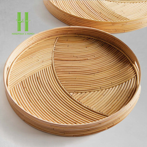 Vente en gros de plateau de service en bambou écologique emballage OEM personnalisé vaisselle de bohème peinte à la main pour assiette de chargement - Product Image 6