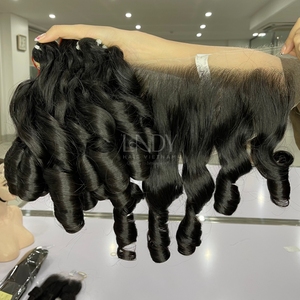 High Quality Raw Hair Black Bouncy Color Bundles With Frontal and Bundles to Make <b>Wigs</b> - Product Image 1