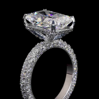 Bague de fiançailles en or blanc massif 14 carats avec diamant de laboratoire taille radiant certifié IGI de 5 carats, pavé de diamants, bague de mariée de luxe