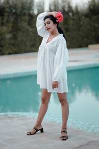 Happy Queens femmes fleur imprimé plage Mini robe & bohème Mini coton indien midi élégant bohème robes courtes personnalisées - Product Image 3