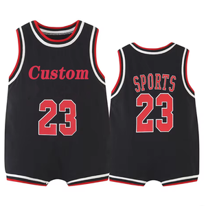 Sıcak satış özel sayı basketbol forması Summer kolsuz giysi tulum tulum yaz bebek spor için <span class=keywords><strong>Set</strong></span> - Product Image 4