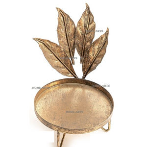 Lot de 2 bougeoirs de table décoratifs en laiton avec motif de feuilles bougeoirs de forme ronde du meilleur exportateur en Inde - Product Image 2