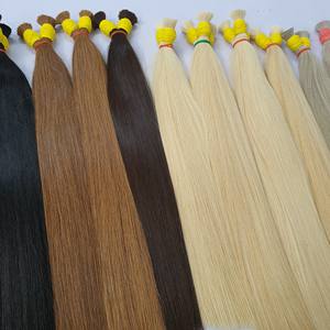 100% extensions de cheveux vietnamiens humains bruts os droit vague profonde lâche avec dentelle HD couleur blonde en vrac pour les femmes - Product Image 3
