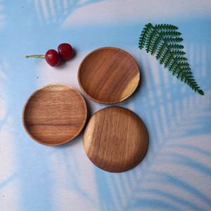 Mini plato de madera de acacia condimentos salsas plato forma redonda 7,5 cm plato vajilla - Product Image 4