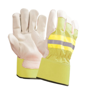 Canadian XL Rigger Guantes Fluorescentes Volver Trabajo Seguridad Industrial Cuero de vaca Revestimiento de grano Forro de algodón Manguito de goma - Product Image 4