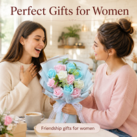 Bouquet de roses artificielles réalistes parfumées faites à la main en gros avec boîte carrée Cadeau pour Noël, la Saint-Valentin, un anniversaire