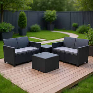 Allibert CLAIRE CORNER 4-Seater Resin Outdoor <b>Set</b> Graphite K253445K939KK <b>Patio</b> Furniture - Product Image 3